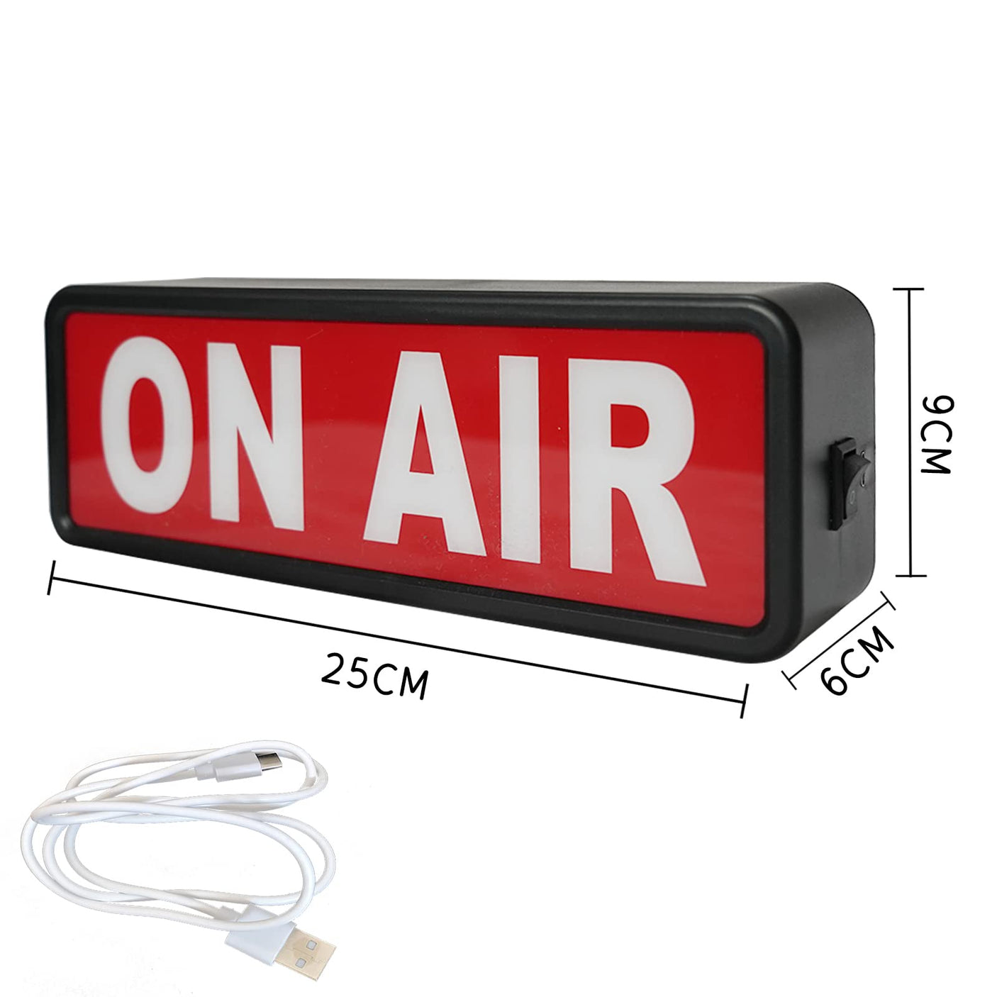 ON AIR Light Sign Recording Sign Studio Warning Signfor (Studio/Home Studio/Company/Desk or Wall Decor). Simple and Easy ON/Off Switch Button.Up Lighted Broadcast Warning Sign Finished (Black)