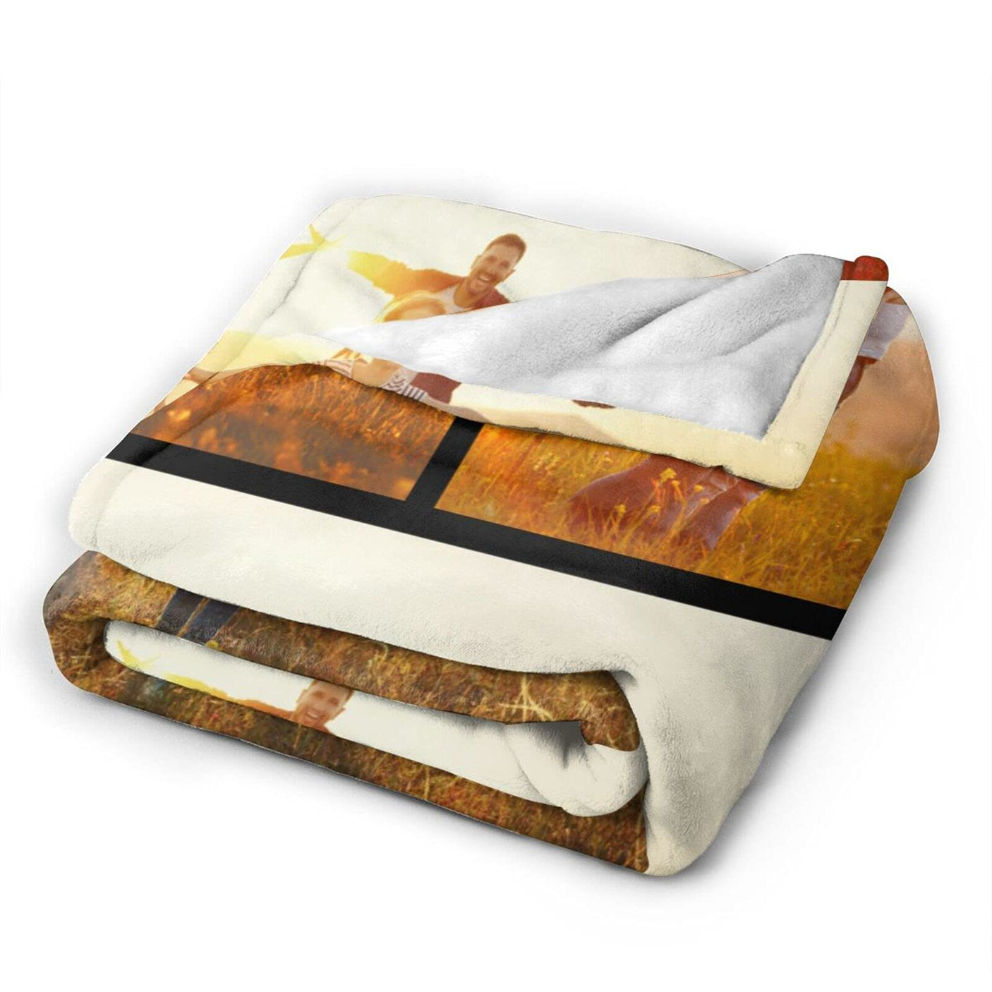 Custom Blanket with Photo Text Personalized Bedding Throw Blankets Customized Flannel Fleece Blankets for Family Birthday Wedding Gift Fits Couch Sofa Bedroom Living Room (1 Photos, 40"x50")