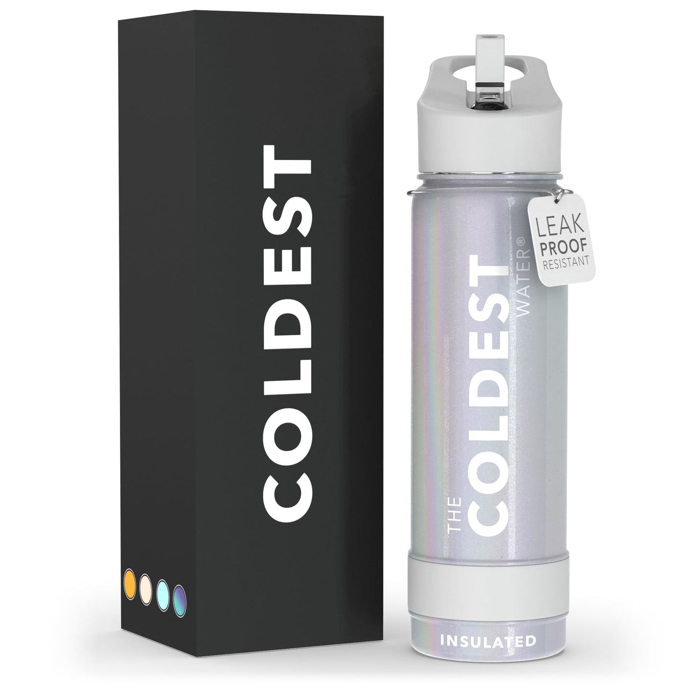 Coldest Insulated Water Bottle with Straw Lid - Stainless Steel Metal Thermos for Men & Women (Matte Black, 32 oz)