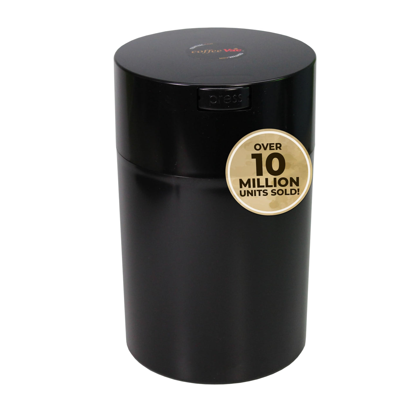 1LB Patented Airtight Multi-use Vacuum Works as Smell Proof Ground Coffee Bean Containers. Black Cap and Body, 1.85-Liter/1.6-Quart