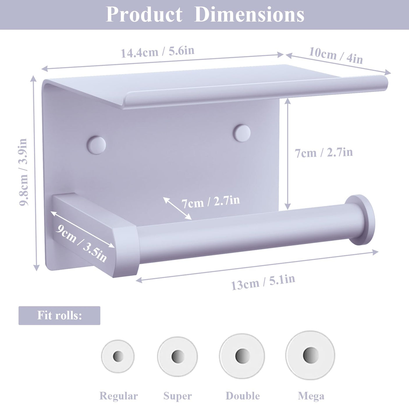 Tindbea Toilet Paper Holder with Phone Shelf, Adhesive or Screw Wall Mount Toilet Tissue Roll Holder, Rustproof & Multifunctional Stainless Steel Bathroom Storage Dispenser (Brushed Nickel)