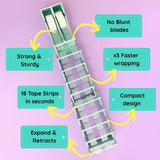 | Original Viral Desktop Tape Dispenser for Gift Wrapping & Crafts | Prepares 18 Tape Strips Fast | Blade-Free, Compact, Heavy-Duty | Fits Standard, Washi & Double-Sided Tape