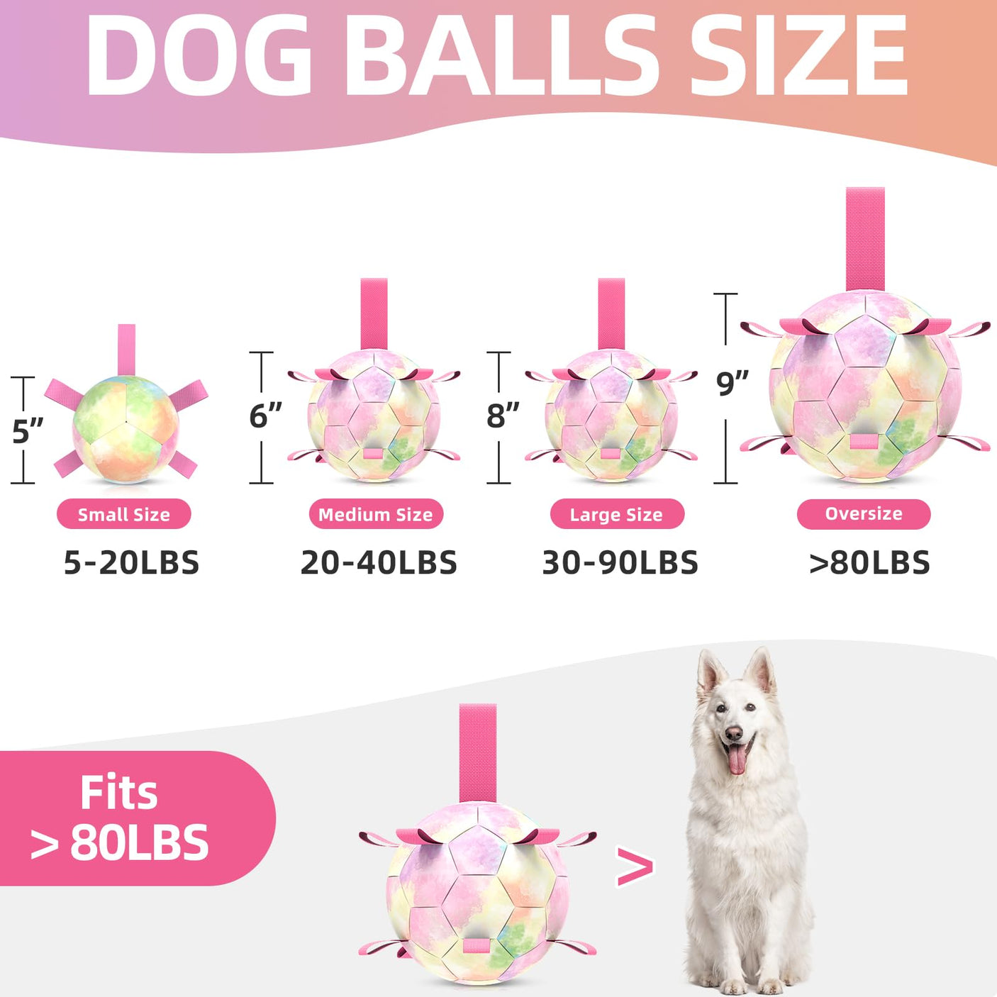 QDAN Premium Dog Toys Balls, Dog Soccer Ball with Straps, Dog Birthday Gifts, Herding Ball, Durable Balls for Small Medium Pet, Puppy Outdoor Toy, Pet Training Soccer Ball, World Cup Soccer (6 Inch)