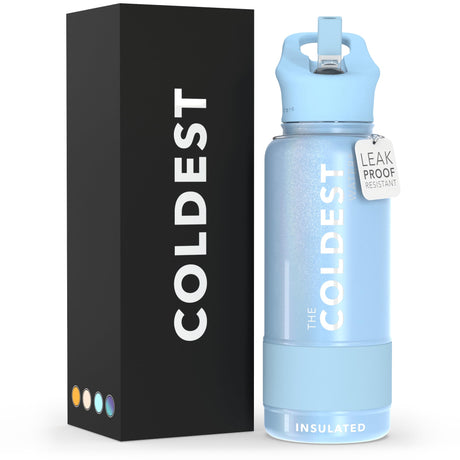 Coldest Insulated Water Bottle with Straw Lid - Stainless Steel Metal Thermos for Men & Women (Matte Black, 32 oz)