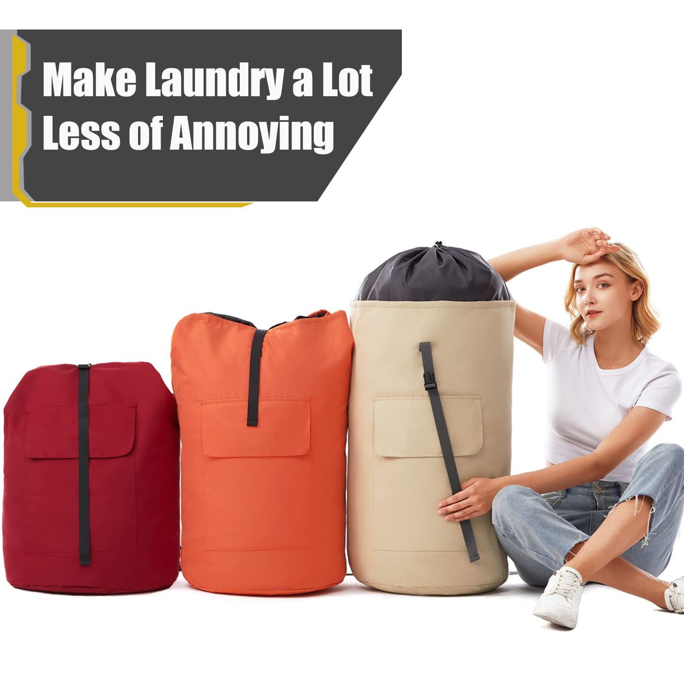 Laundry Bag Backpack Extra Large, 115L Laundry Backpack with Padded Shoulder Strap, Sturdy Travel Laundry Bags, Hanging Laundry Bag for College Dorm, Apartment, Clothes Hamper Bag for Laundromat