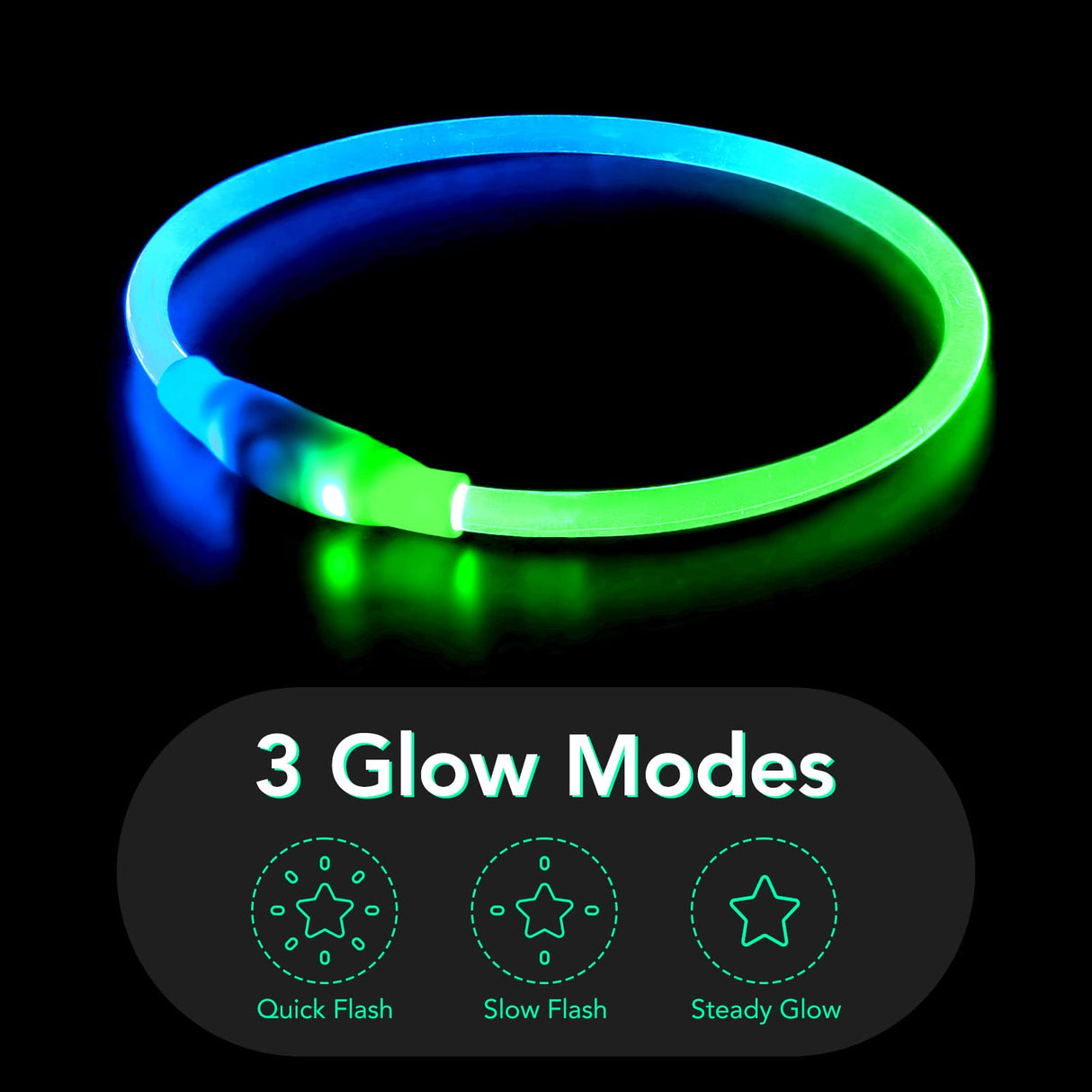 Colaseeme LED Dog Collar Light Up Dog Collars 1 Count USB Rechargeable TPU Glow Safety Basic Dog Collars, Please Do Not Use Fast Charging (Green)