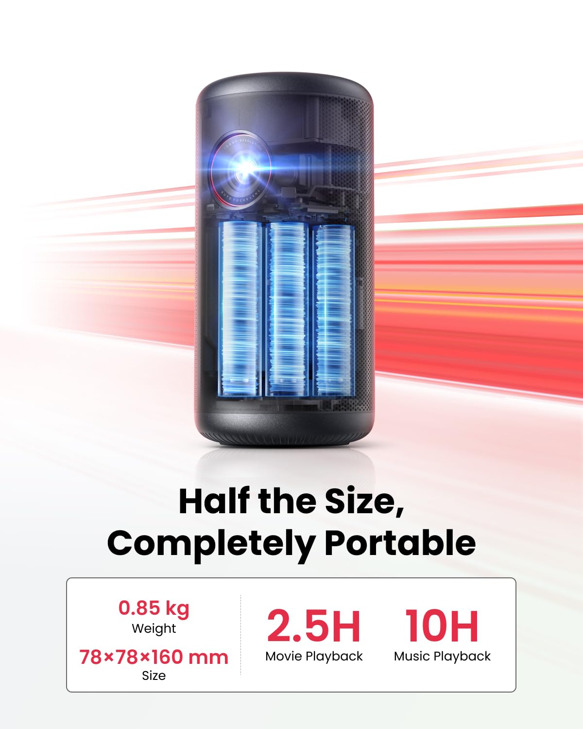 NEBULA Capsule 3 GTV Outdoor Projector, Netflix Officially Licensed, 1080P Smart Mini Projector with Wi-Fi, 2.5 hrs Battery, 120-Inch Display, Dolby Digital, Ultra Portable for Any Space