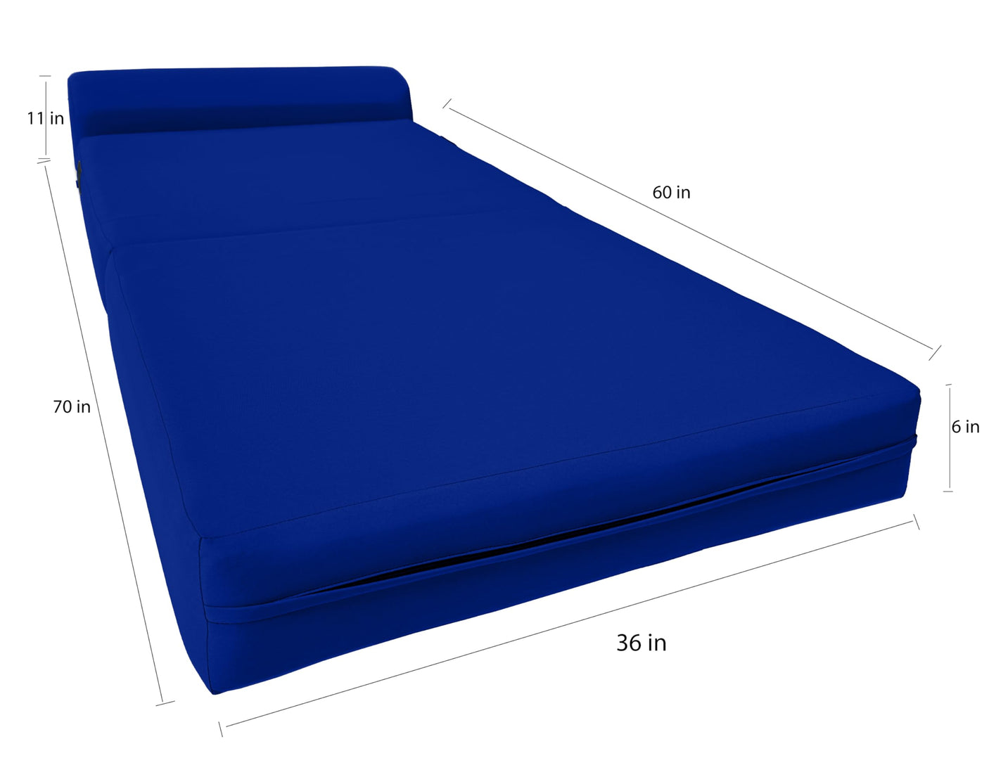 D&D Futon Furniture Sleeper Chair Folding Bed, Studio Sofa Guest Folded Mattress, High Density Foam (70 x 24 x 6, Navy Blue)