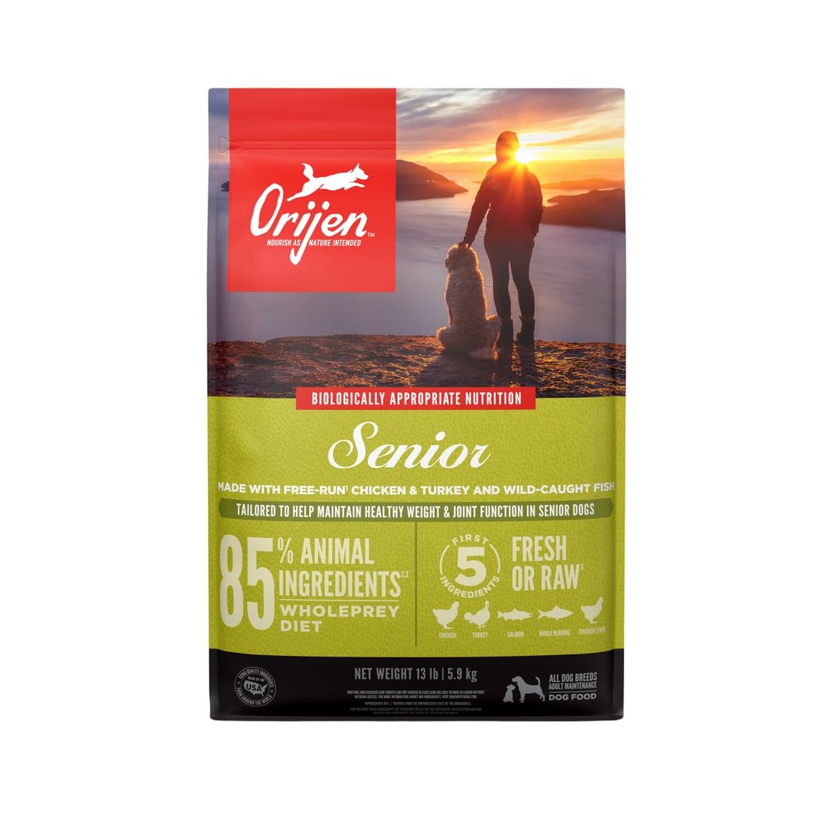 ORIJEN Dry Dog Food, Grain Free Dry Dog Food for All Life Stages, Fresh or Raw Ingredients, 13lb, Multiple Options