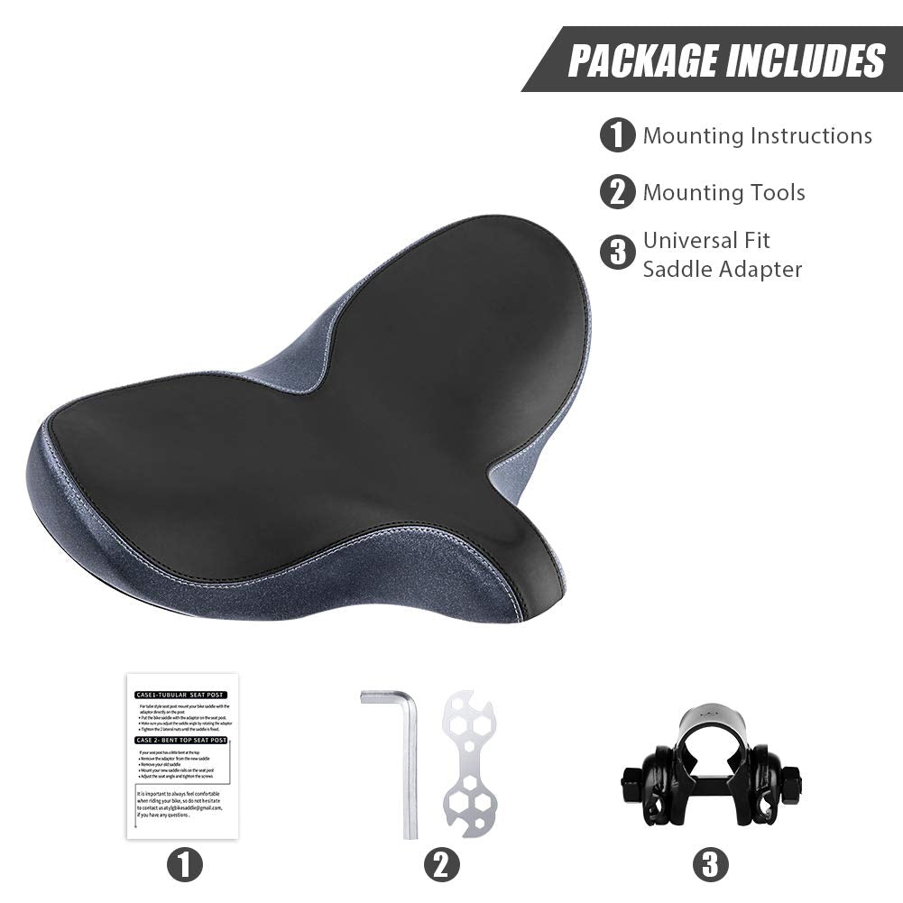 YLG Oversized Comfort Bike Seat Comfortable Replacement Bike Saddle Memory Foam Soft Bike Saddle Waterproof Universal Fit Bicycle Seat for Women Men