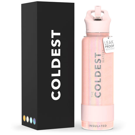 Coldest Insulated Water Bottle with Straw Lid - Stainless Steel Metal Thermos for Men & Women (Matte Black, 32 oz)