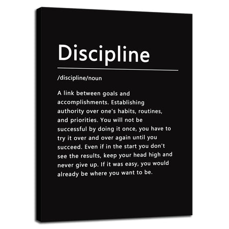 Inspirational Office Wall Decor Motivational Discipline Noun Canvas Wall Art Posters Prints Entrepreneur Quote Wall Picture Paintings Artwork Home Bedroom Framed Ready to Hang[12''W X 18''H]