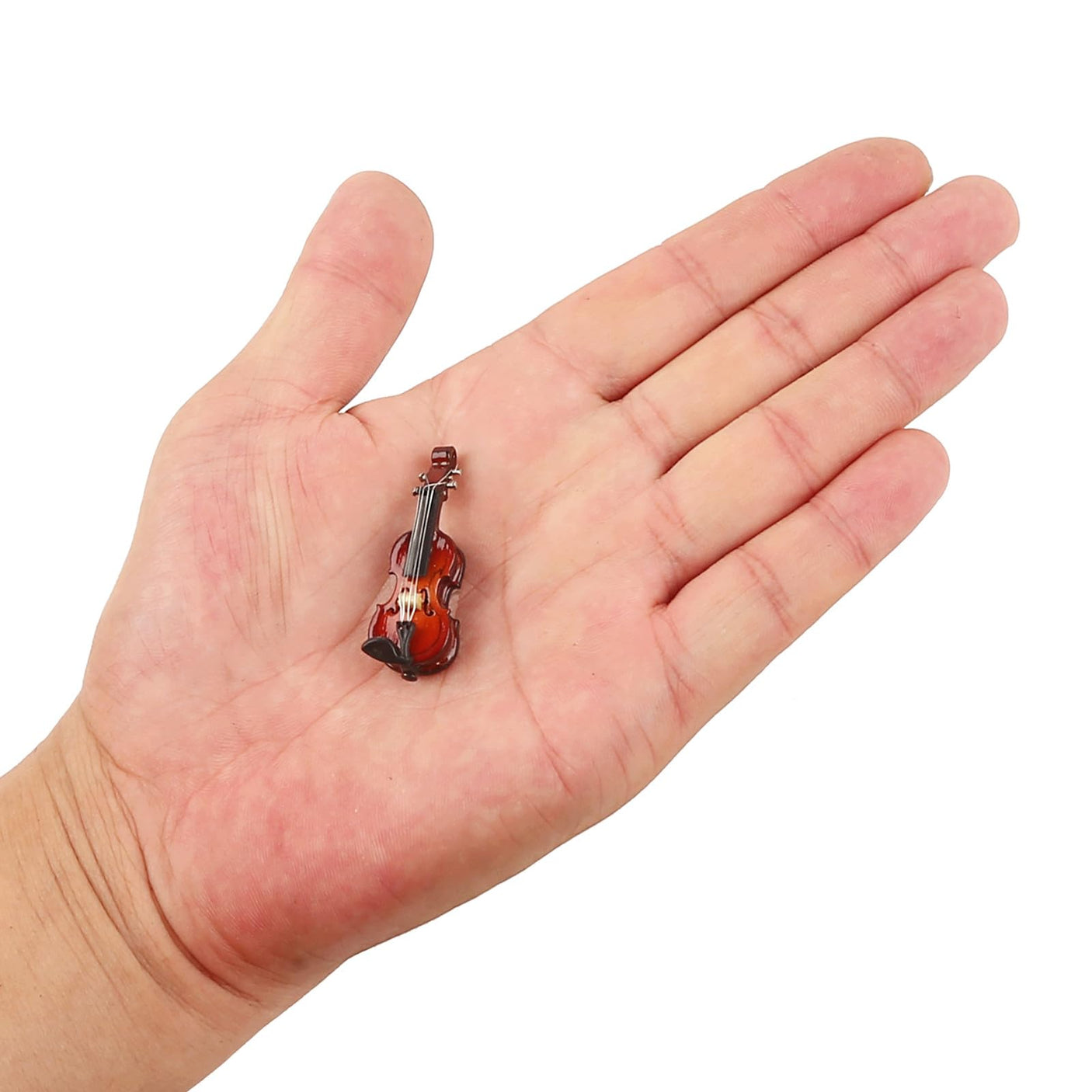 Wooden Miniature Violin with Stand, Bow and Case Mini Musical Instrument Violin Replica Collectible Figurines Dollhouse Accessories Model Home Decoration Display Ornament (3.15"x1.18"x0.59")