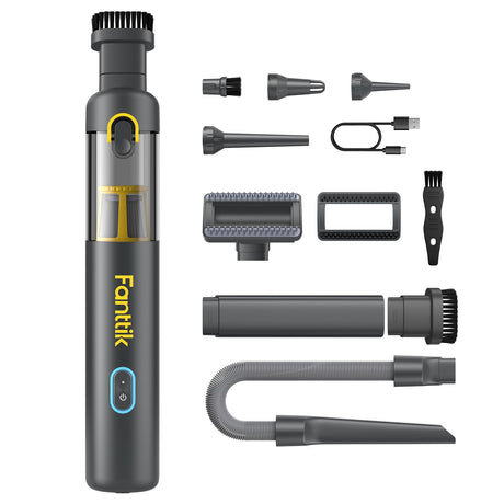 Fanttik Slim V8 APEX Car Vacuum, 4-in-1 Portable Mini Cordless Vacuum with 19000pa Suction Power, Type-C Charge, 2 Suction Modes, Handheld Vacuum for Car, Office Desk, Keyboards (Black)