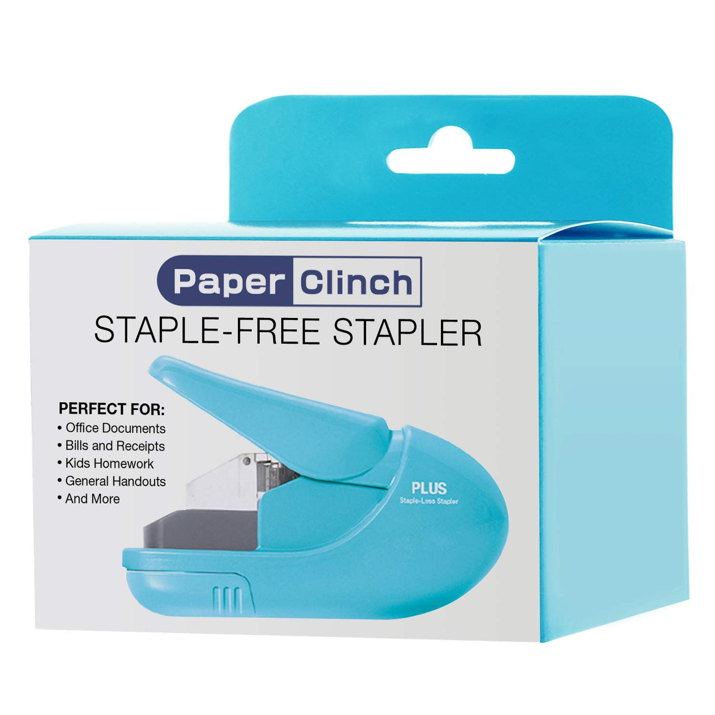 Plus Paper Clinch Compact Staple Free Staple Blue Turquoise