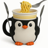 Penguin Ice Cream Pint Holder – Fits Standard Pints – Dual Spoon Sockets – Keeps Hands Warm – Fun Penguin Design with Vibrant Colors – Reusable Ice Cream Sleeve - Ramen Noodle Holder