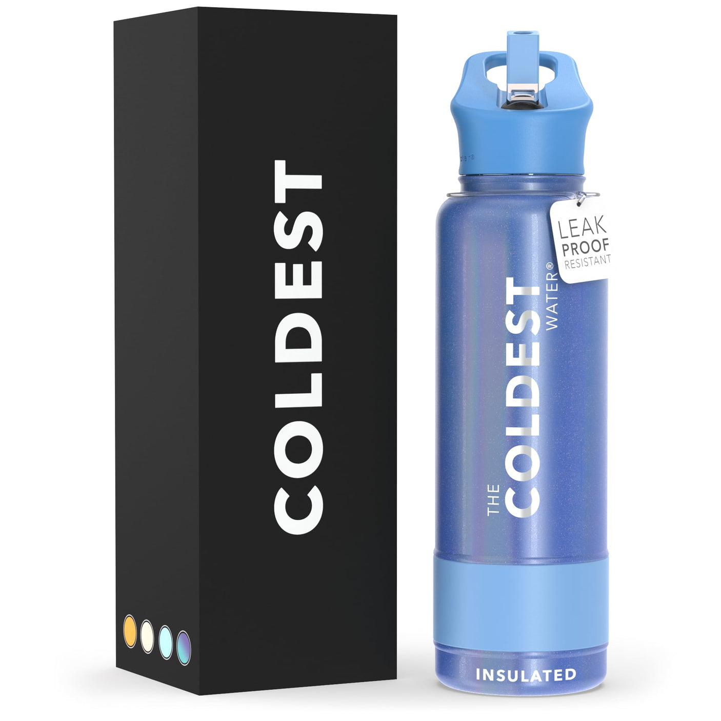 Coldest Insulated Water Bottle with Straw Lid - Stainless Steel Metal Thermos for Men & Women (Matte Black, 32 oz)