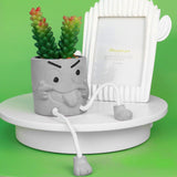 Zerzsy 3pcs Creative Artificial Succulents with Gray Flower Pots, Mini Potted Succulents for Home Office Desk Decor and Gift Choice