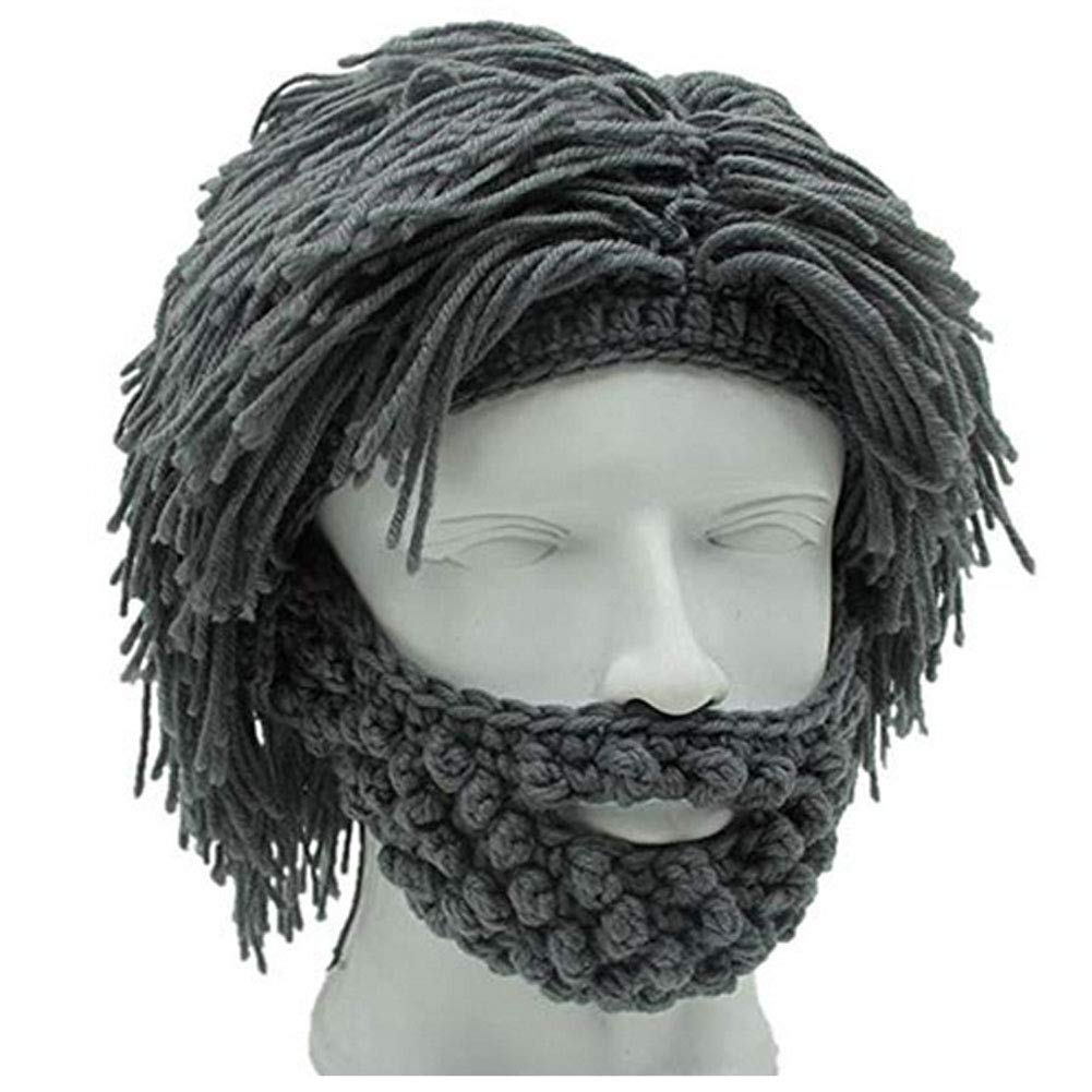 Creative Barbarian Knit Beard Hat Funny Knit Cap Wig Beanie Hats Beard Facemask