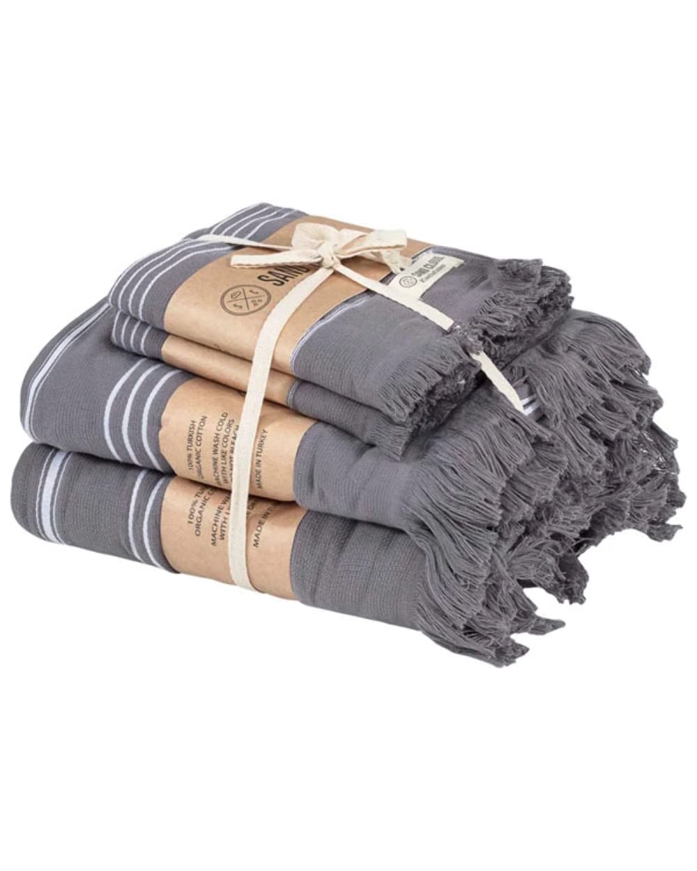 Sand Cloud Turkish Bath Towels Bundle for Bathroom, Set of 4 (Classic Green) - Large Size - 100% Certified Organic Cotton Yarn is Lightweight, Soft & Absorbent - Premium Bath Towels Dry Faster