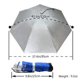 NEW-Vi Fishing Umbrella Hat Folding Adjustable Sun Rain Cap, 37.4”Oversize Hands Free Umbrellas, 7-Ribs Anti-UV Waterproof Headwear for Fishing Gardening Golf Sunshade Outdoor