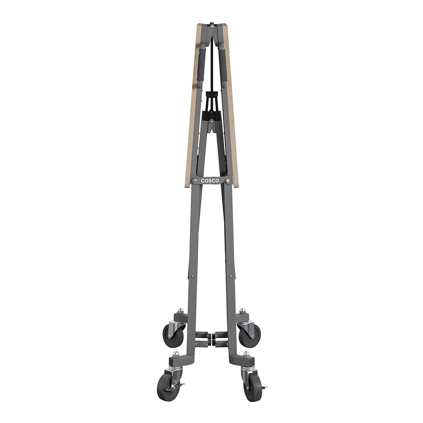 COSCO SmartFold Butcher Block Portable Workbench / Folding Utility Table (Hardwood Top, 700LB Total Weight Capacity, Locking Casters, Gray Steel Frame, 1 Pack)