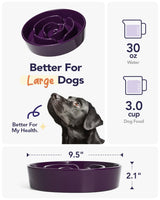 LE TAUCI Dog Bowls Slow Feeder Ceramic, 1.5 Cups Slow Feeding Dog Bowl Small Medium Breed, Puppy Slow Feeder Bowl for Fast Eater, Dog Dishes to Slow Down Eating, Puzzle Dog Food Bowl, Maze Purple
