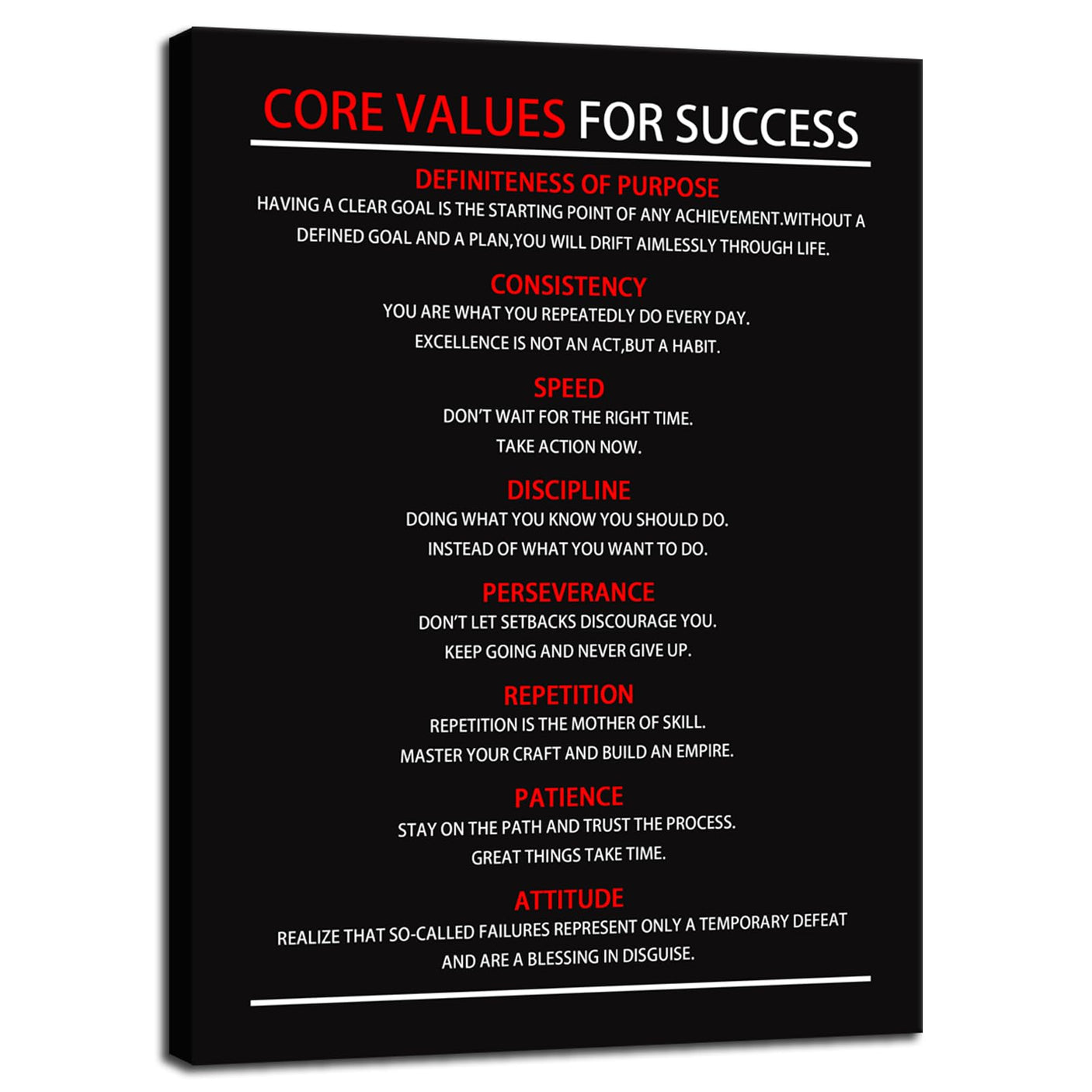Inspirational Office Wall Decor Motivational Discipline Noun Canvas Wall Art Posters Prints Entrepreneur Quote Wall Picture Paintings Artwork Home Bedroom Framed Ready to Hang[12''W X 18''H]