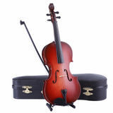 Wooden Miniature Violin with Stand, Bow and Case Mini Musical Instrument Violin Replica Collectible Figurines Dollhouse Accessories Model Home Decoration Display Ornament (3.15"x1.18"x0.59")