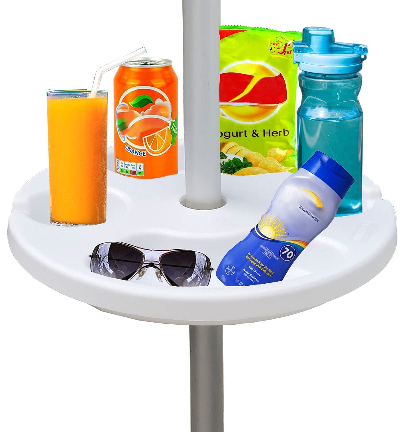 AMMSUN 13" Beach Umbrella Table Tray for Beach, Patio, Garden, Swimming Pool with Cup Holders, Snack Compartments Teal