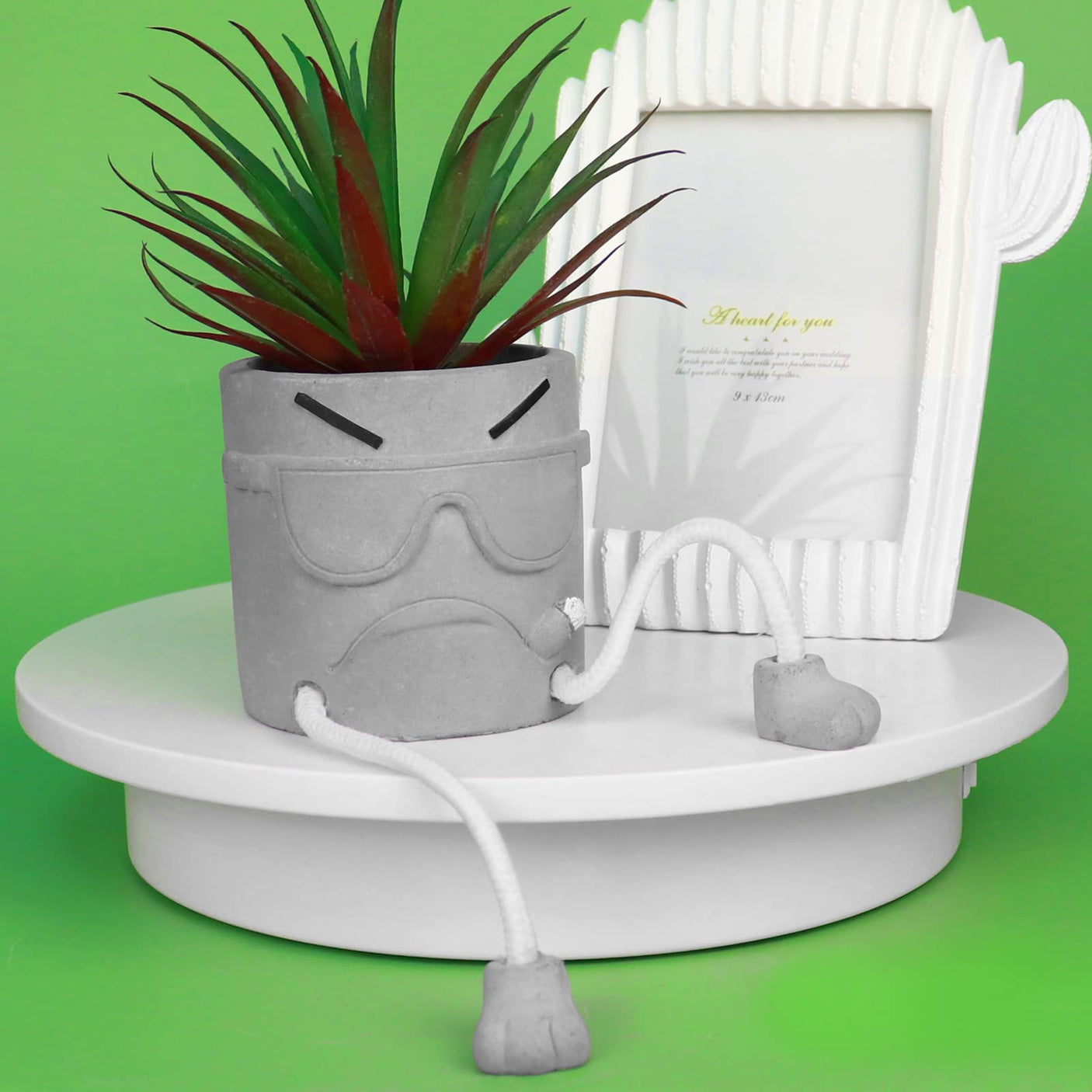 Zerzsy 3pcs Creative Artificial Succulents with Gray Flower Pots, Mini Potted Succulents for Home Office Desk Decor and Gift Choice