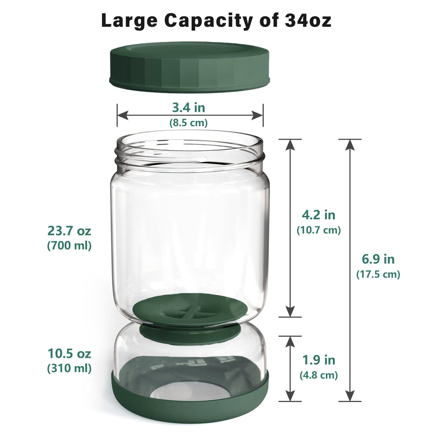 WhiteRhino Pickle Jar with Strainer Flip,34oz Pickle Container Pickle and Olive Hourglass Jar,Glass Flip Pickle Jar Juice Separator Jar with Airtight Lid for Jalapeno Gherkin