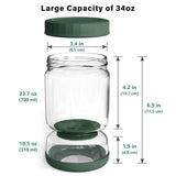 WhiteRhino Pickle Jar with Strainer Flip,34oz Pickle Container Pickle and Olive Hourglass Jar,Glass Flip Pickle Jar Juice Separator Jar with Airtight Lid for Jalapeno Gherkin