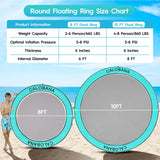 Round Floating Ring Inflatable Water Hammock Heavy Duty River Floats Lake Raft for Adults Tanning Pool Lounger Float Island Platform Pad Mat for Party