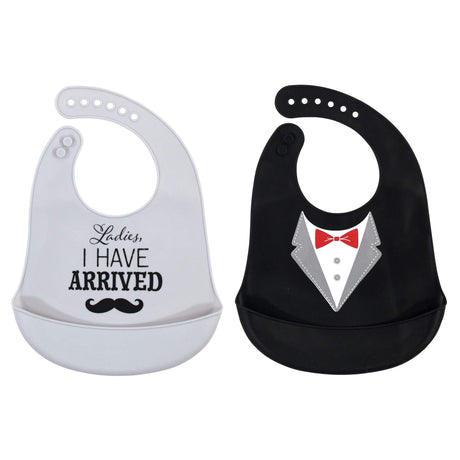 Hudson Baby Unisex Baby Silicone Bibs, Perfect Gentlemen, One Size