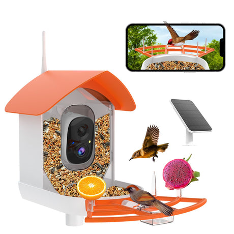 Bird Feeder with Camera,AI Identify Birds Species,Smart Birds Camera with Solar Powered,Auto Record 2K Birds Video in Backyard,Instant Notifications,Ideal Gifts for Family and Bird Lovers,Navy Blue