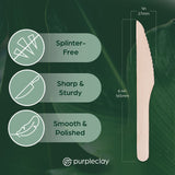 Wooden Compostable Utensils Set - 360 Pieces (120 Forks 120 Spoons 120 Knives) Sturdy Wood Disposable Cutlery - Eco-Friendly Biodegradable Utensils for Party - Free From Plastic Cutlery Set for Eating