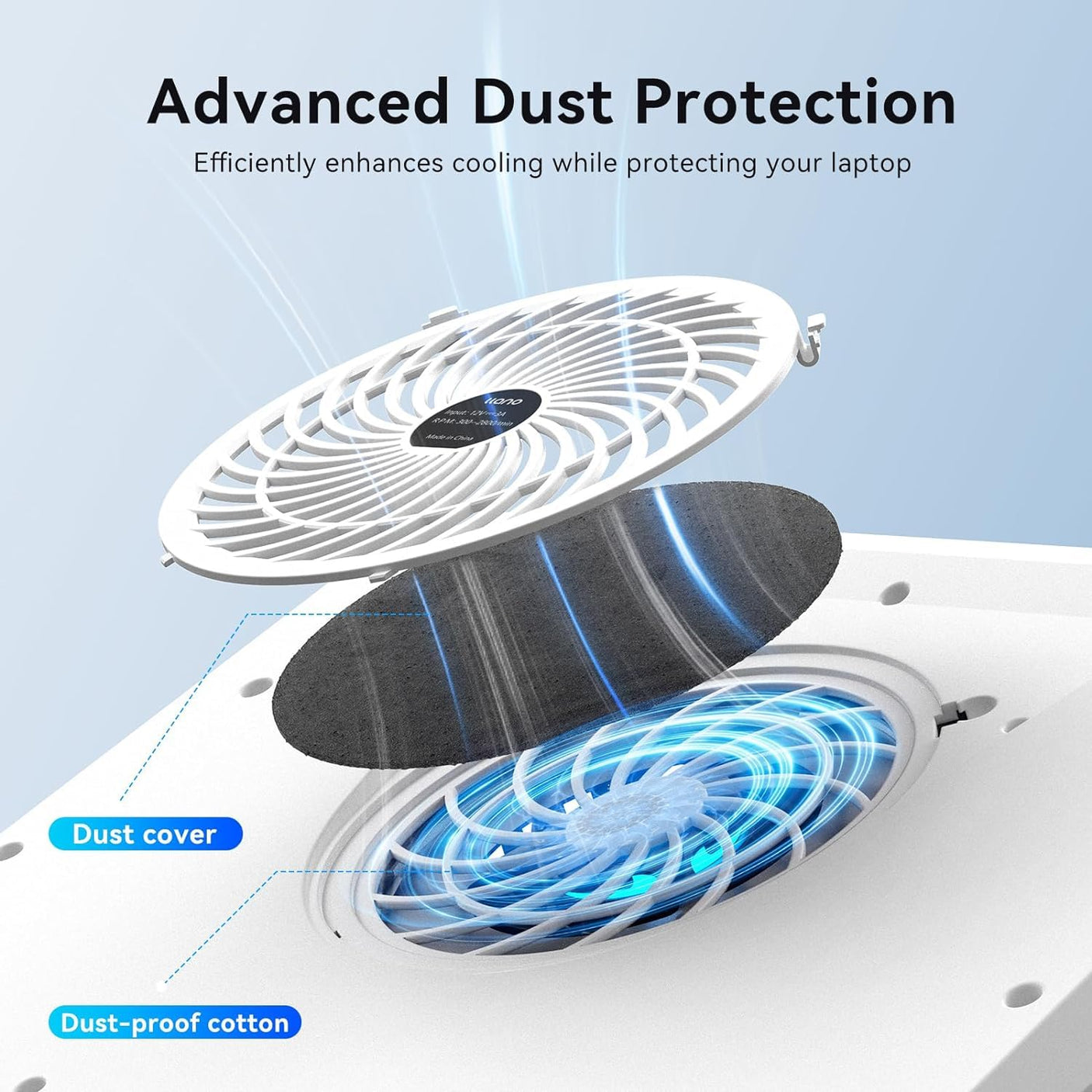 llano RGB Laptop Cooling Pad, Gaming Laptop Cooler with Powerful Turbofan, Fast Cooling Laptop 15.6-21in, Adjustable Speed, Touch Control, LCD Screen