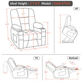 MCombo Power Lift Recliner Chair for Elderly, Lift Chair with Heat and Massage, USB Ports, Cup Holders, Faux Leather 7519 (Medium, Dark Brown)