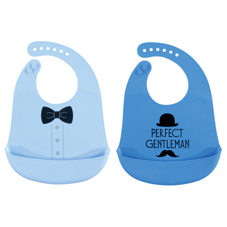Hudson Baby Unisex Baby Silicone Bibs, Perfect Gentlemen, One Size