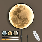 QIYIMEILUX Dimmable Moon Wall Sconce Plug in Modern LED Wall Light with Remote Control 19.7 inch 24W Black Wall Lamp Indoor Wall Mounted Lighting Ceiling Light for Living Room Bedroom（Moon）