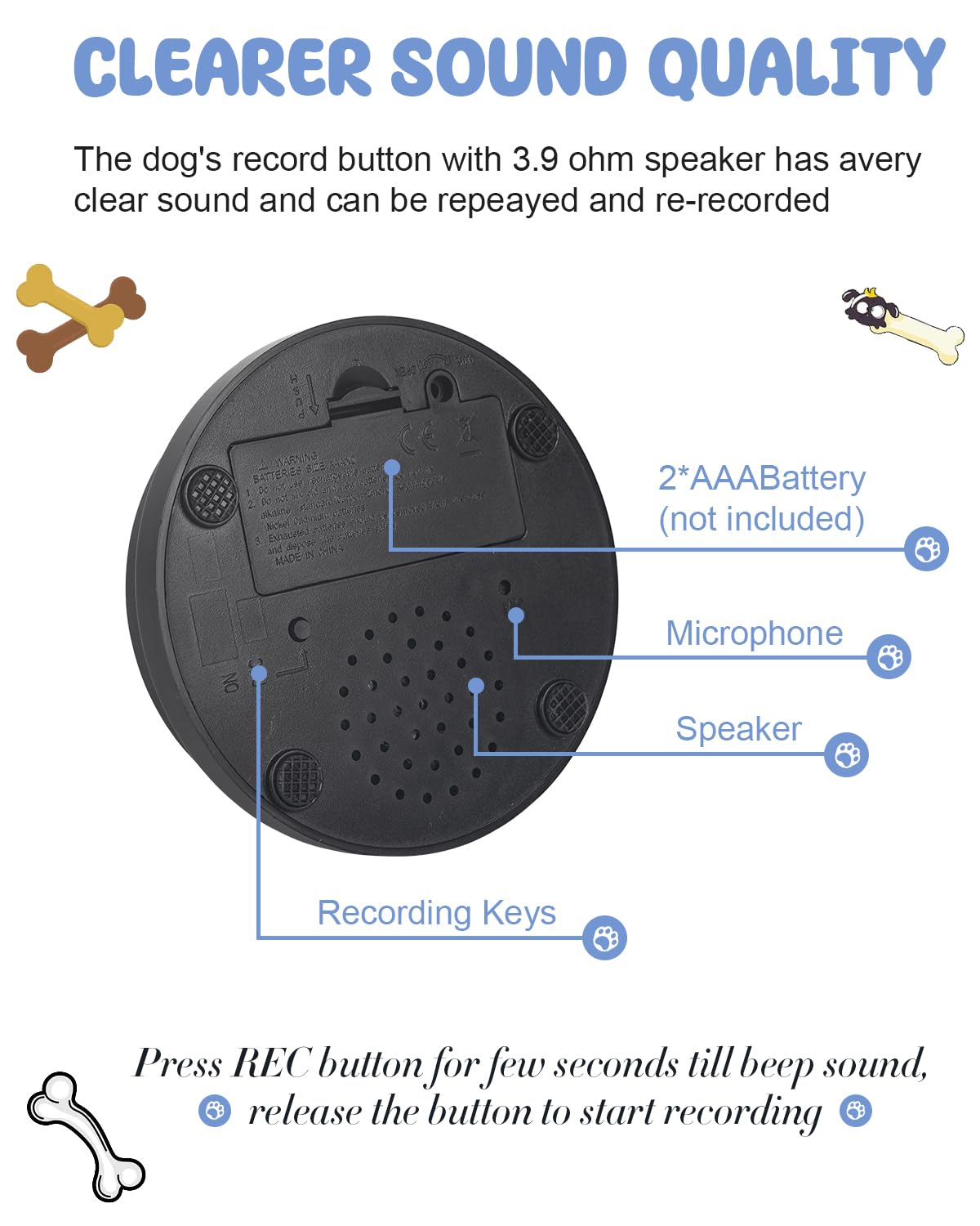 Dog Buttons for Communication, 8 Pcs Dog Talking Button Set, 30s Recordable Voice Pet Buzzer Training Buttons, Speaking Button for Dogs with Waterproof Anti-Slip Dog Button Mat and 48 Scene Stickers