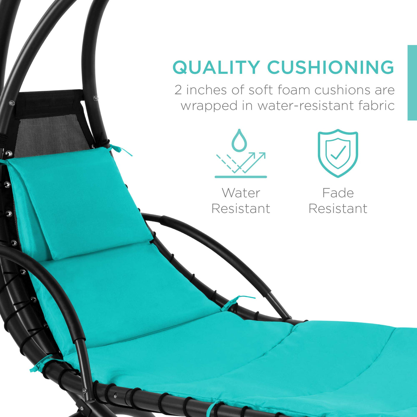 Best Choice Products Outdoor Hanging Curved Steel Chaise Lounge Chair Swing w/Built-in Pillow and Removable Canopy -Red