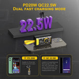 Portable Charger 10000mAh,22.5W Fast Charging Small Power Bank,Transparent External Battery Pack,Input/Output External USB C Portable Phone Charger for iPhone iPad Samsung LG Android Cellphone (Black)