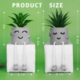 Zerzsy 3pcs Creative Artificial Succulents with Gray Flower Pots, Mini Potted Succulents for Home Office Desk Decor and Gift Choice