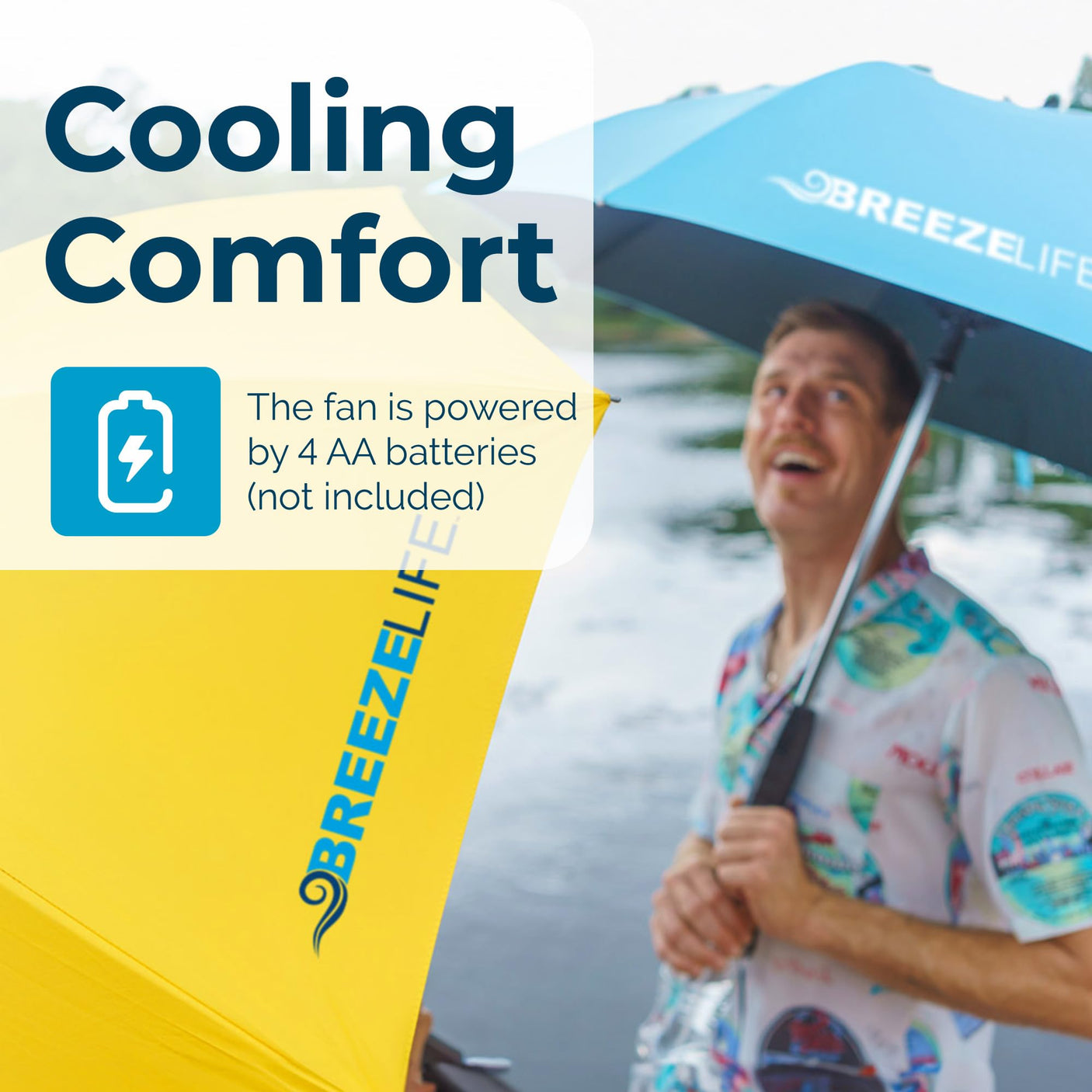 Original Mister Breeze, Sun Umbrella with Fan and Mister, Umbrella Mister with Built-in Fan for Festivals, Beach and More, Blocks Harmful Sun Rays, Mist bottle included, Silver