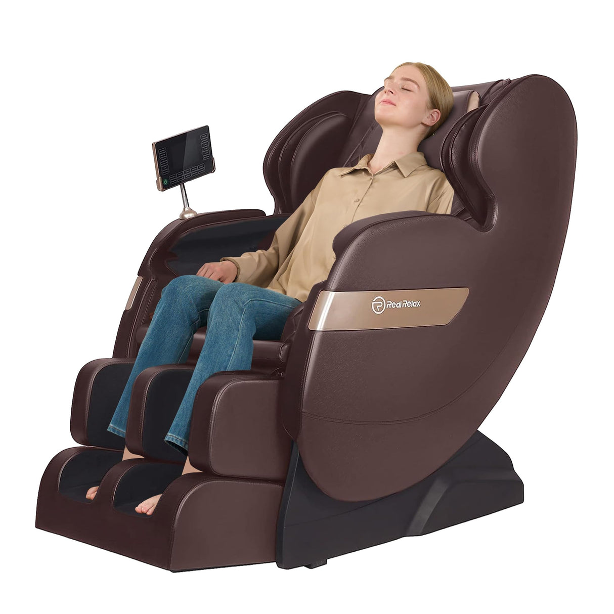 Real Relax 2024 Dual Core S Track Full Body Zero Gravity Massage Chair Recliner with App Control, Black