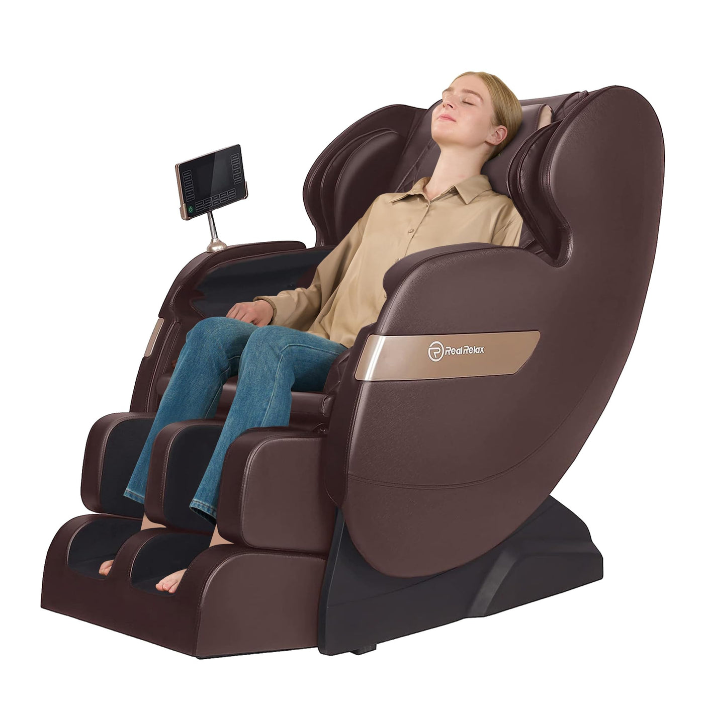 Real Relax 2024 Dual Core S Track Full Body Zero Gravity Massage Chair Recliner with App Control, Black
