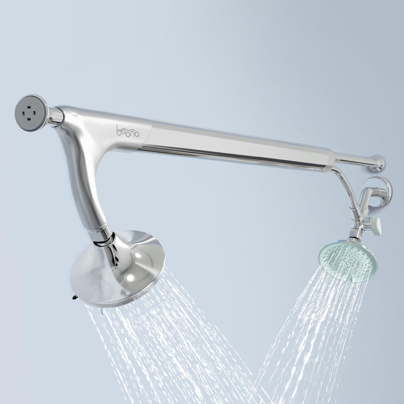 BOONA - The Original Tandem Shower | As Seen On Shark Tank | Double Shower Head for Couples, High Pressure Dual Shower Heads (One Showerhead, Midnight Black)