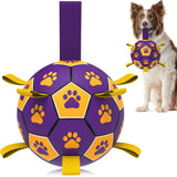QDAN Premium Dog Toys Balls, Dog Soccer Ball with Straps, Dog Birthday Gifts, Herding Ball, Durable Balls for Small Medium Pet, Puppy Outdoor Toy, Pet Training Soccer Ball, World Cup Soccer (6 Inch)